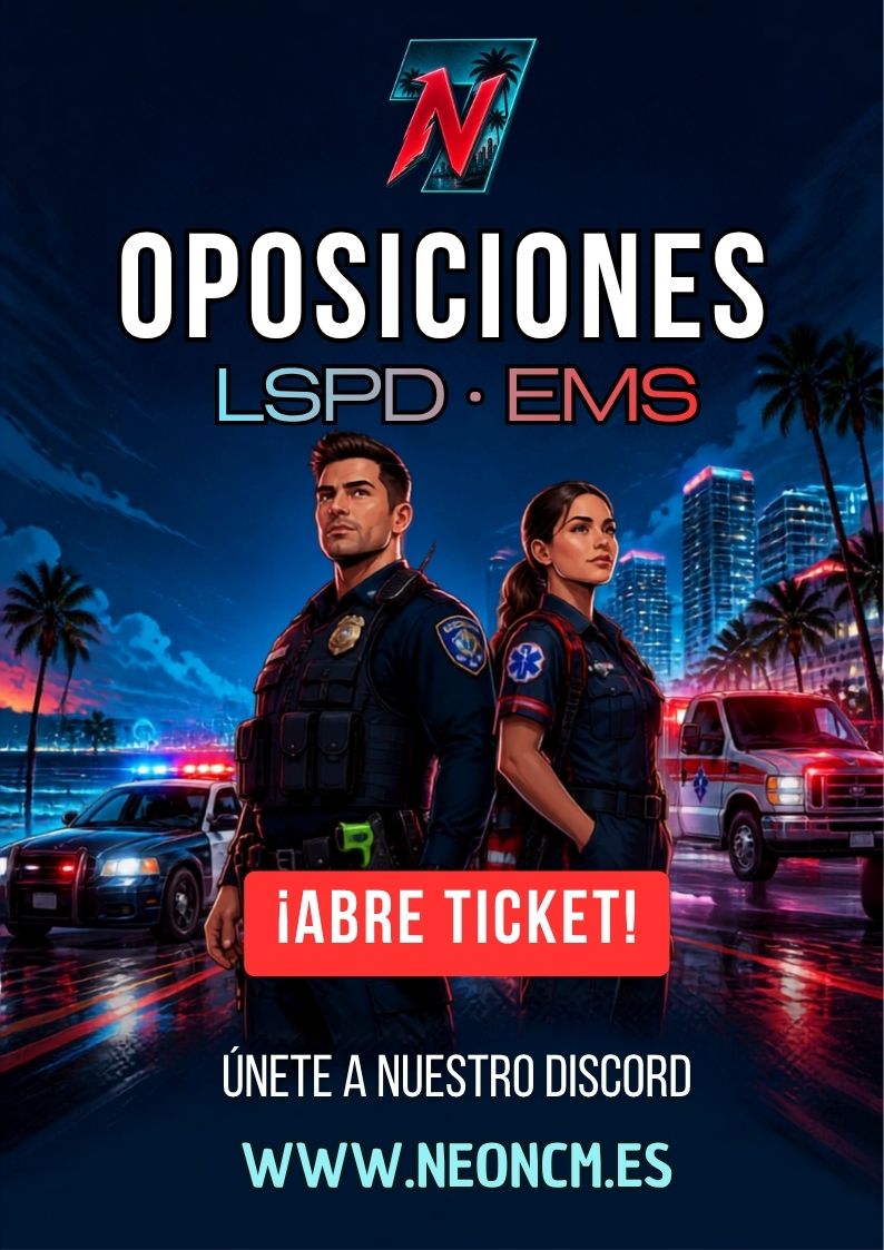 Cartel de las oposiciones a LSPD y EMS de Neon Community